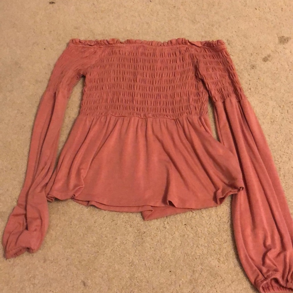 off the shoulder smocked top